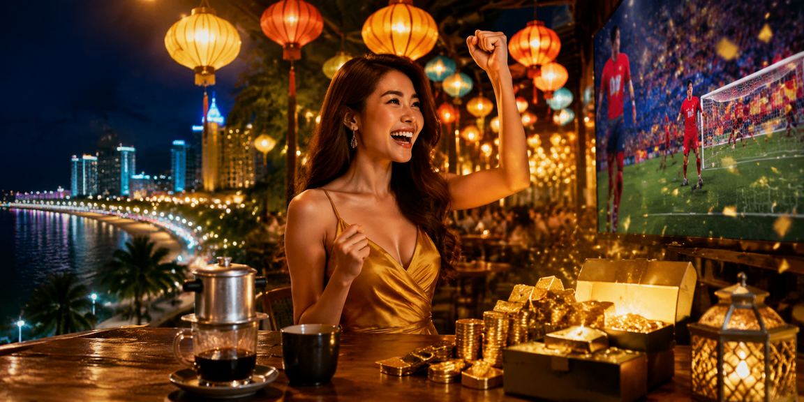 Người dùng Nha Trang kiểm tra ưu đãi hoàn trả ww88 trên điện thoại tại quán cà phê